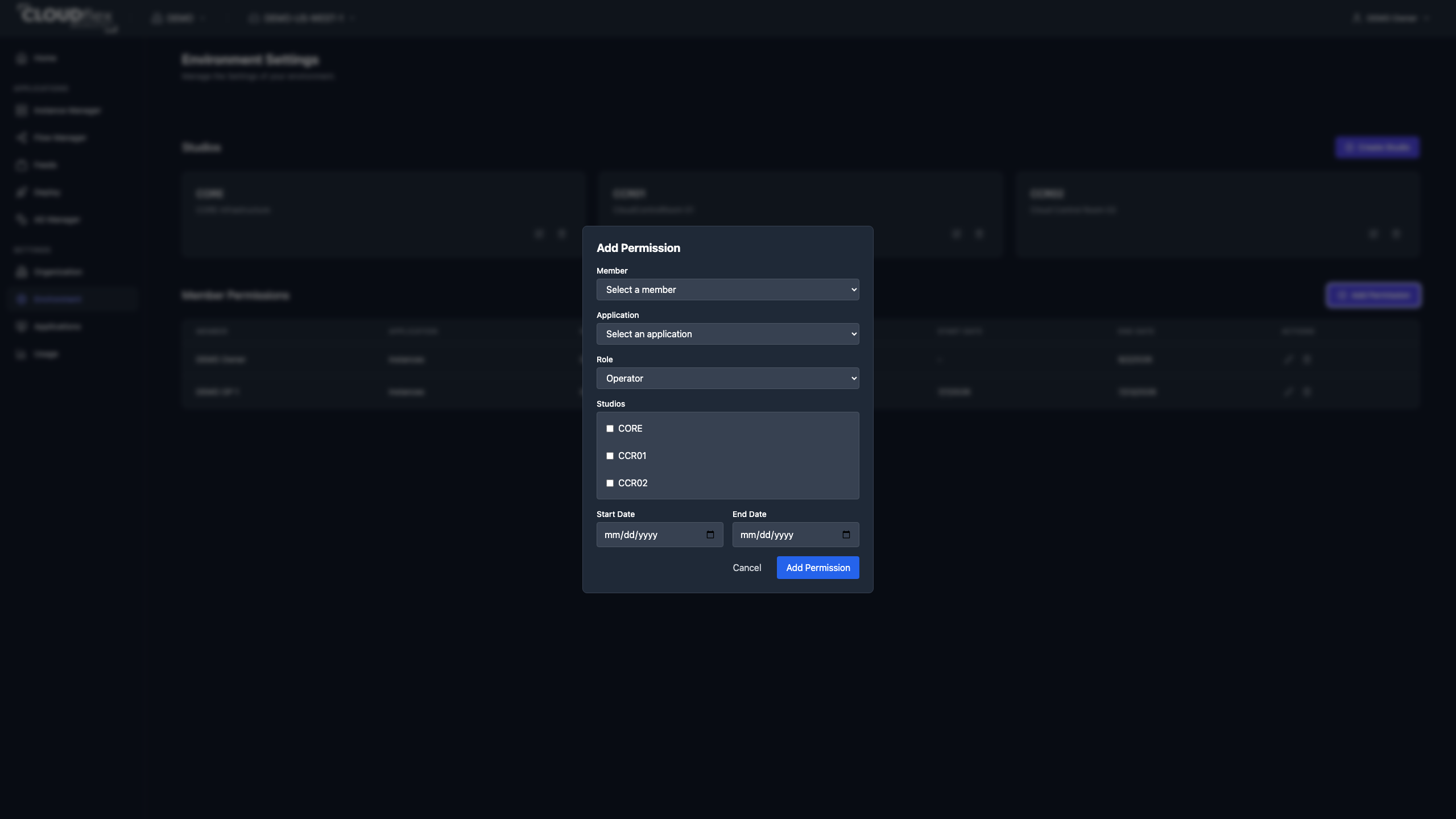 Add a CLOUDflex environment permission