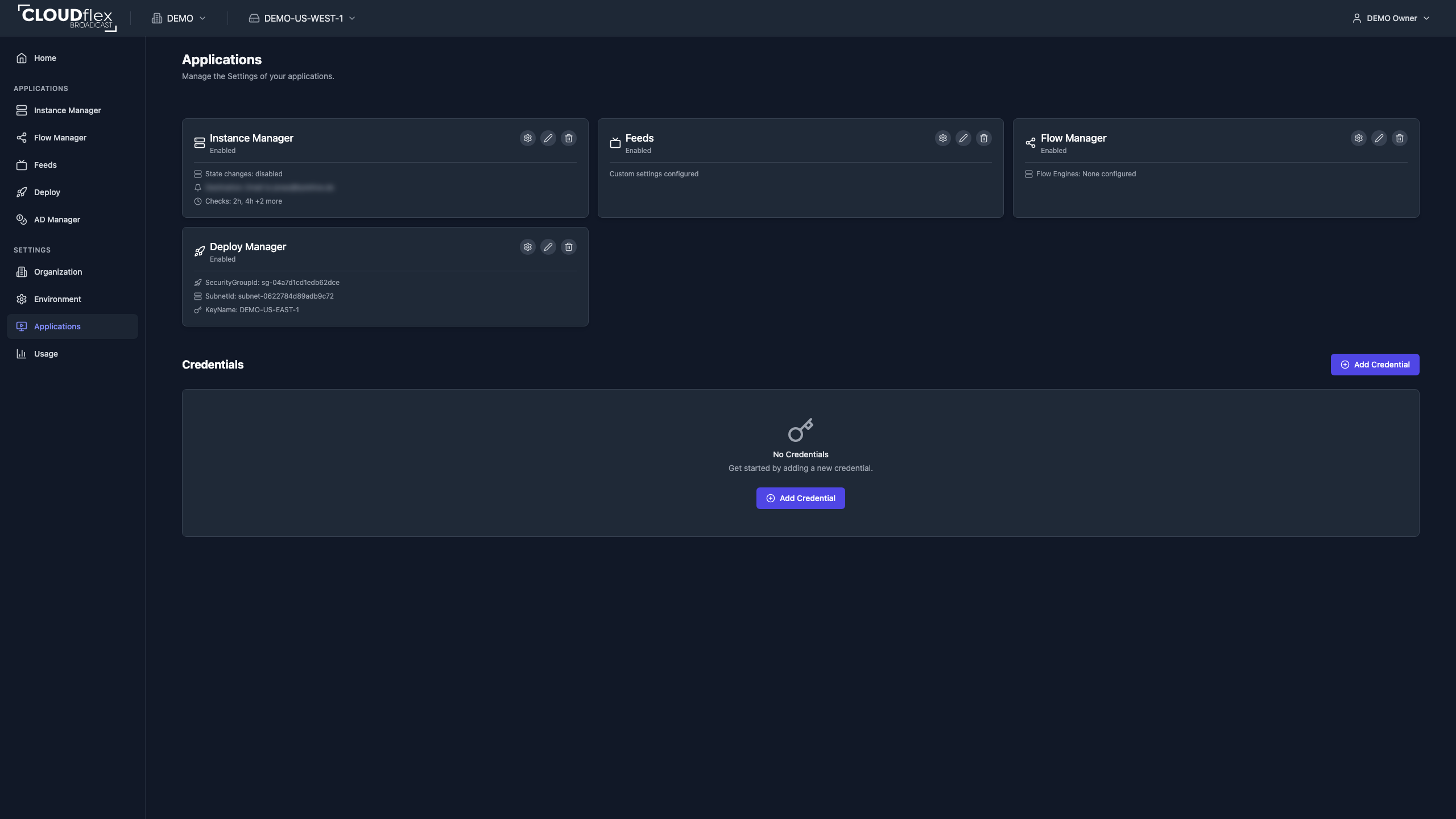 Enabled Feed Manager application