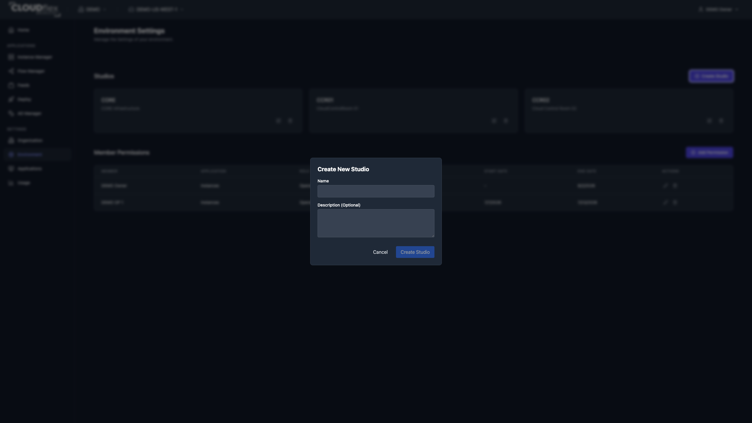 Create a CLOUDflex studio