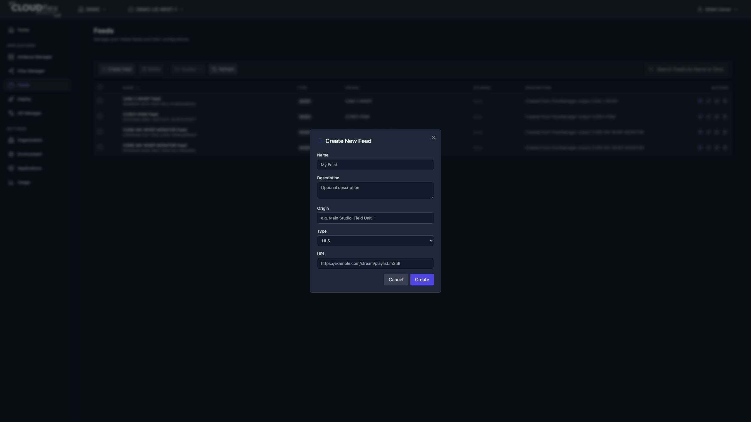 Create a Feed Manager feed