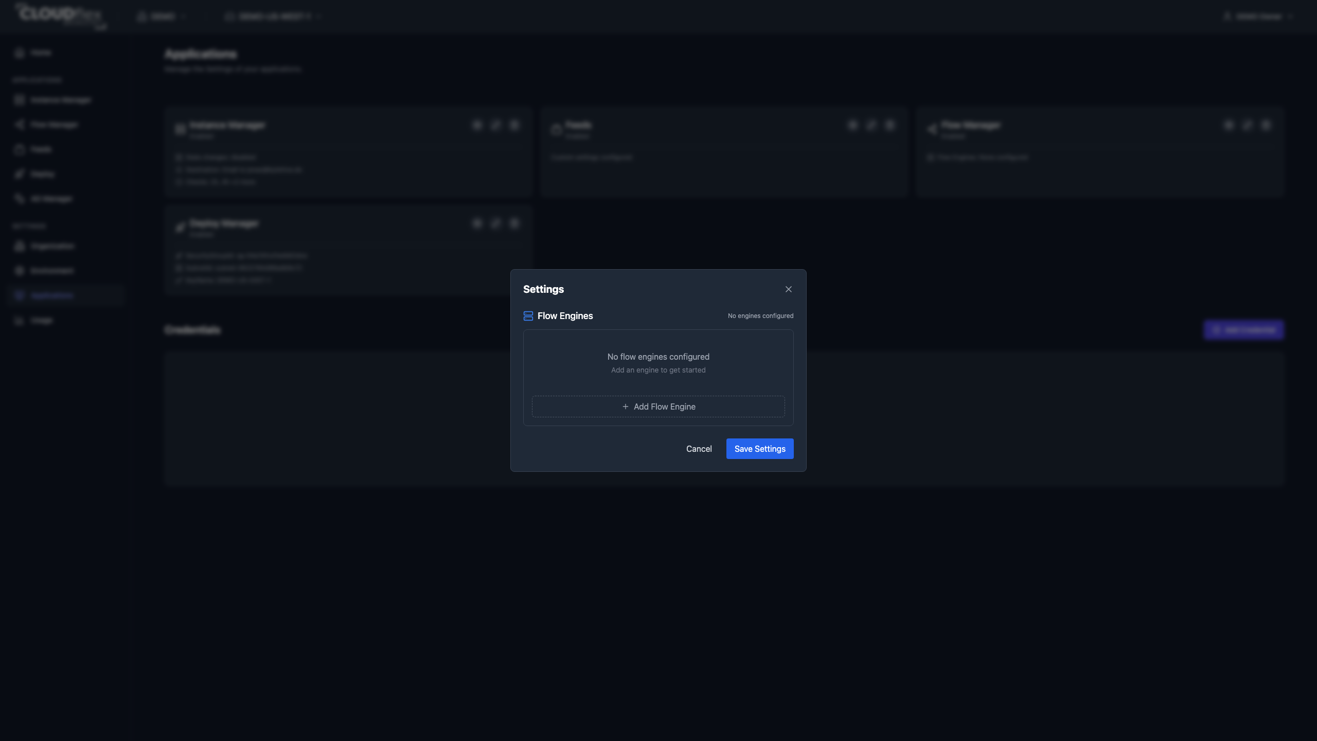 CLOUDflex Flow Manager settings